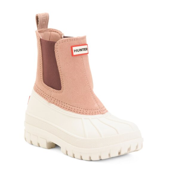 HUNTER Ivory Suede Sutton Waterproof Duck Boots - Picture 1 of 2